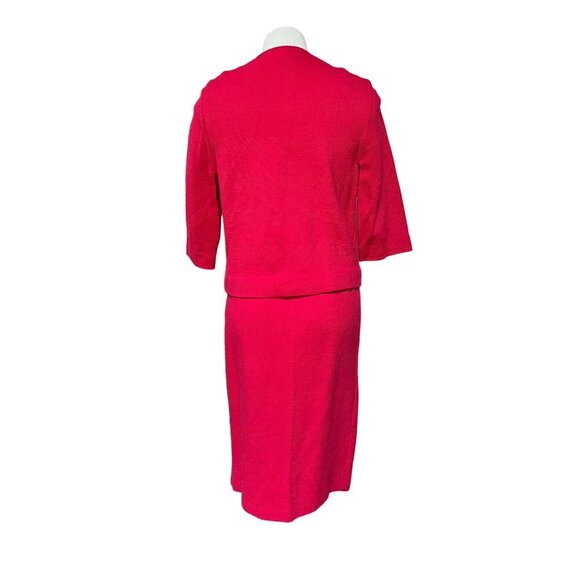 1960s Vintage Hot Pink Three Piece Wool Skirt Suit Semi-Formal Minimalist Jackie - Picture 4 of 10